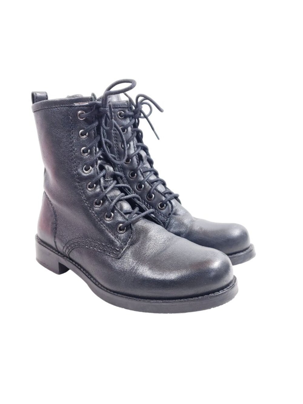 Skechers Womens Size 7.5 Black Leather Lace-Up Combat Boots